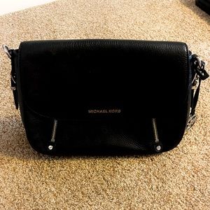 Michael Kors black leather tote purse/ comes with long strap